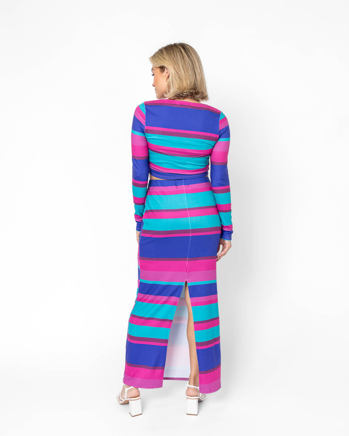 Striped Crop Top & Maxi Skirt Set