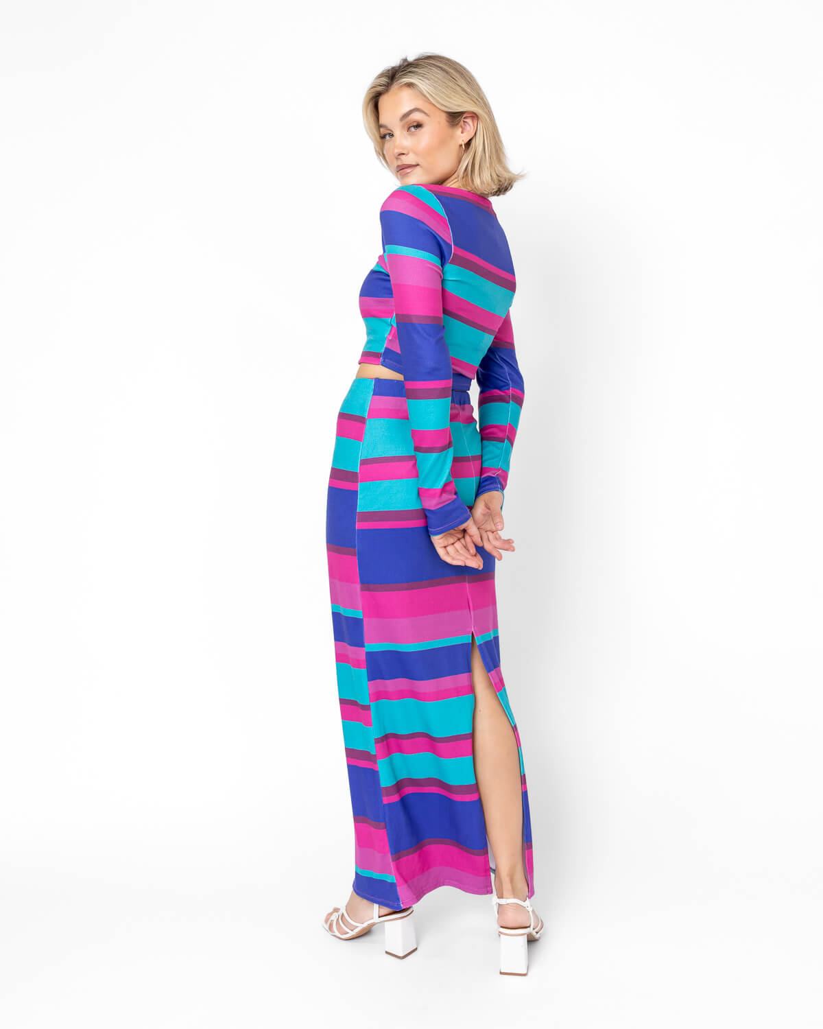 Striped Crop Top & Maxi Skirt Set