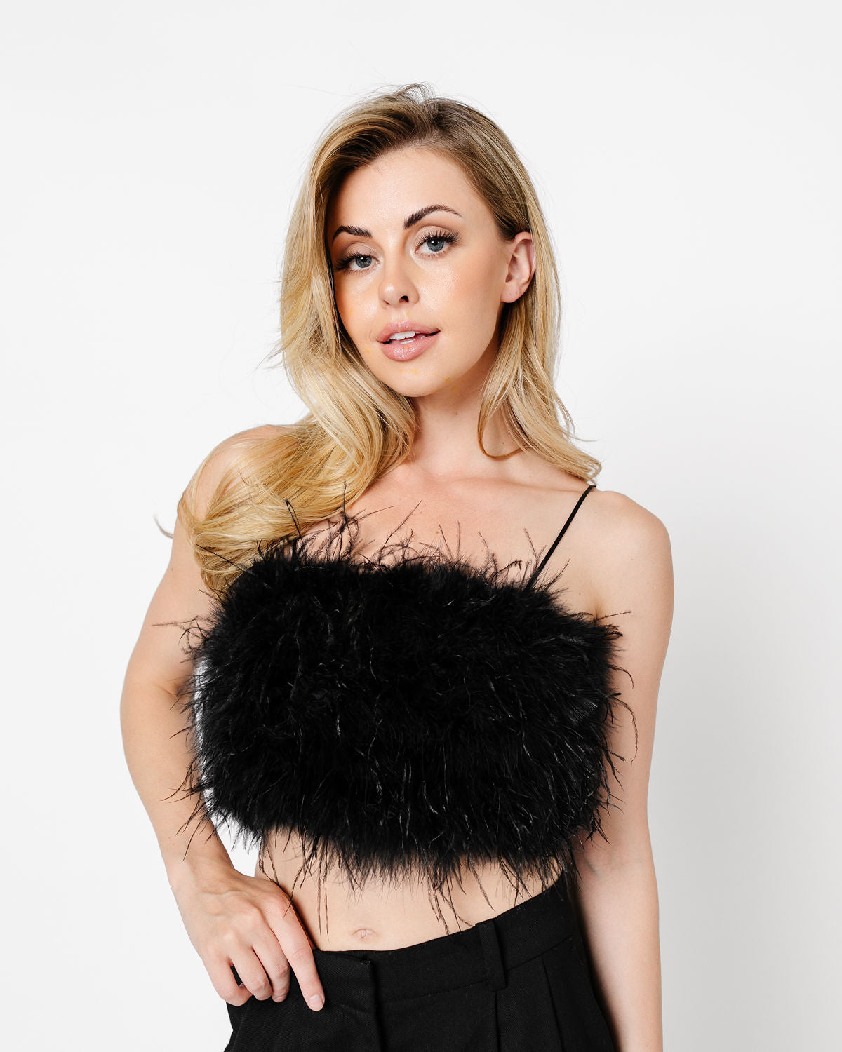 Feathered Crop Top