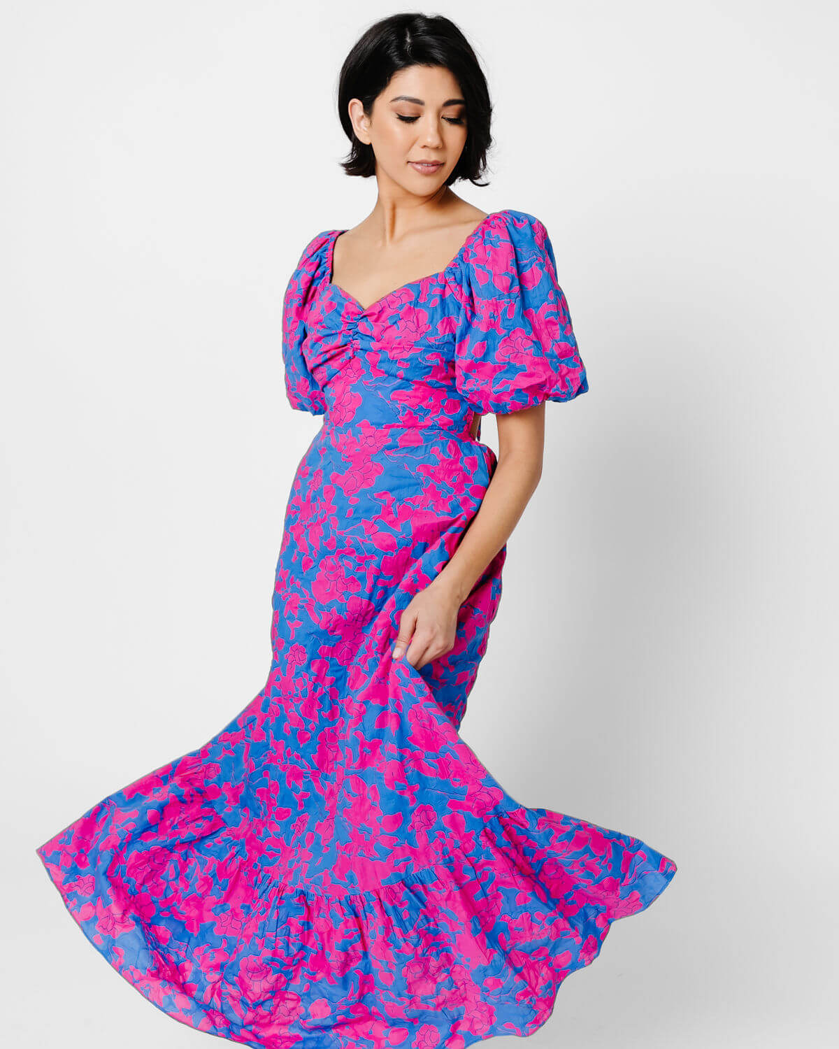 Combo Floral Bow Tie Maxi Dress
