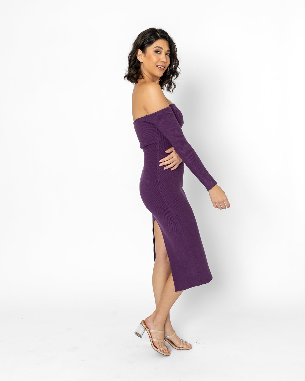 Off-The-Hombro Bodycon Midi Vestido