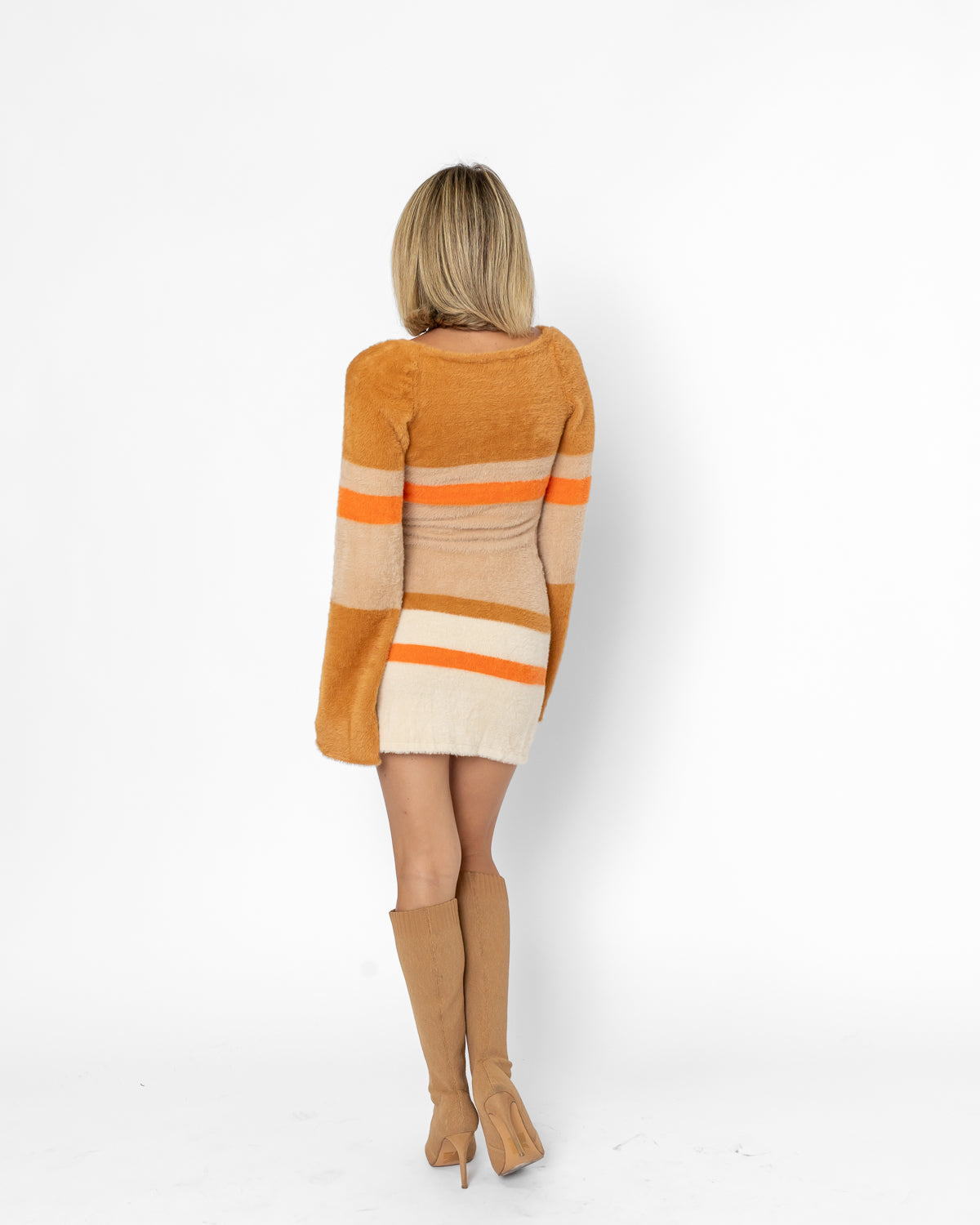 Long Sleeve Color Block Sweater Dress
