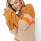 Vestido de suéter de manga larga color block