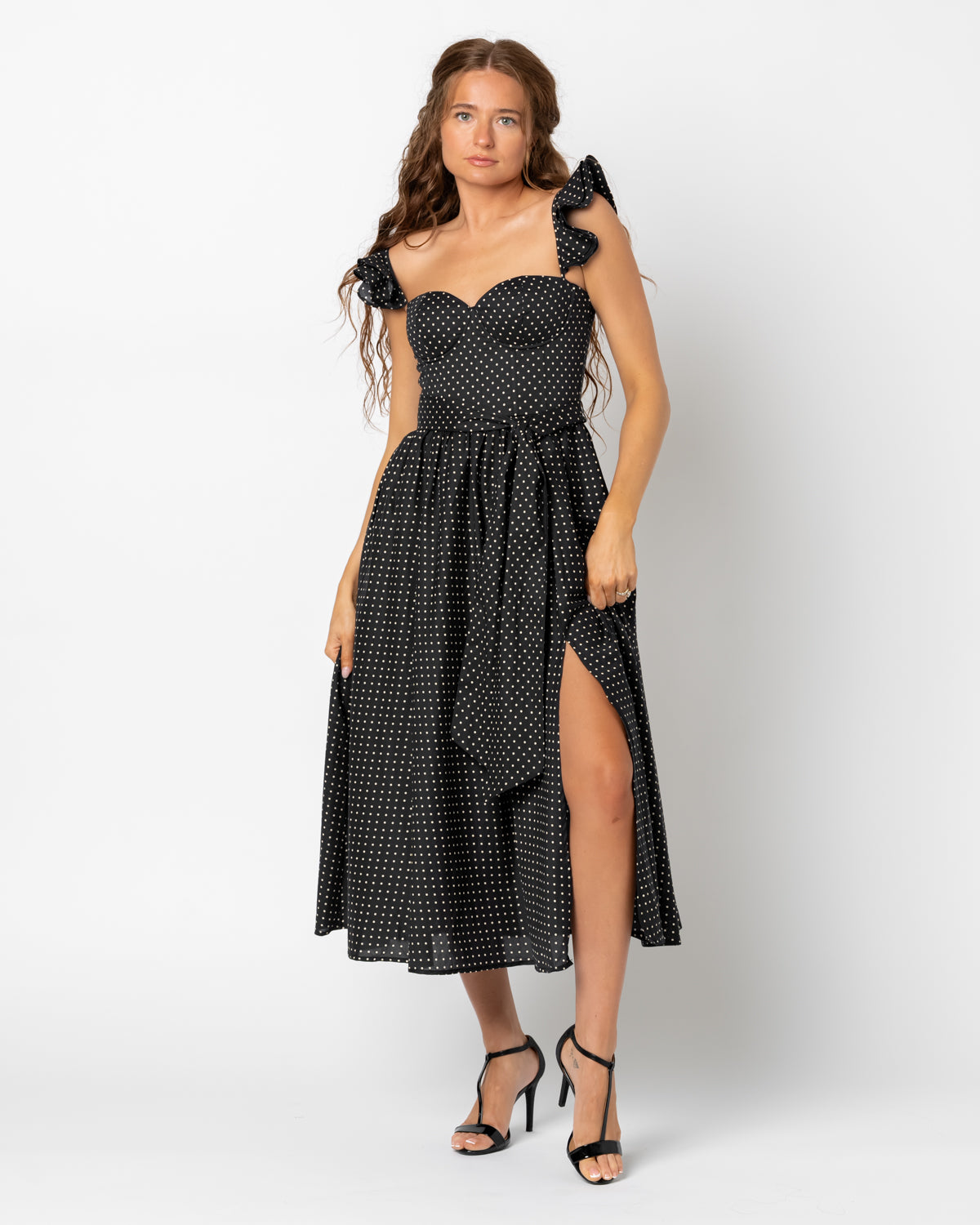 Pin Dot Corset Flutter Dress