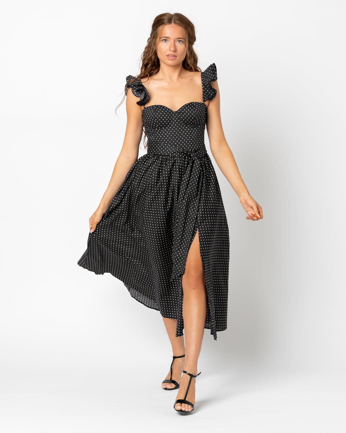 Pin Dot Corset Flutter Dress