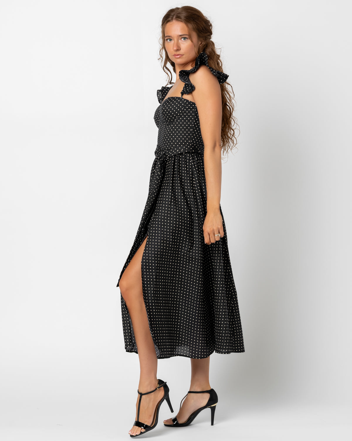 Pin Dot Corset Flutter Dress