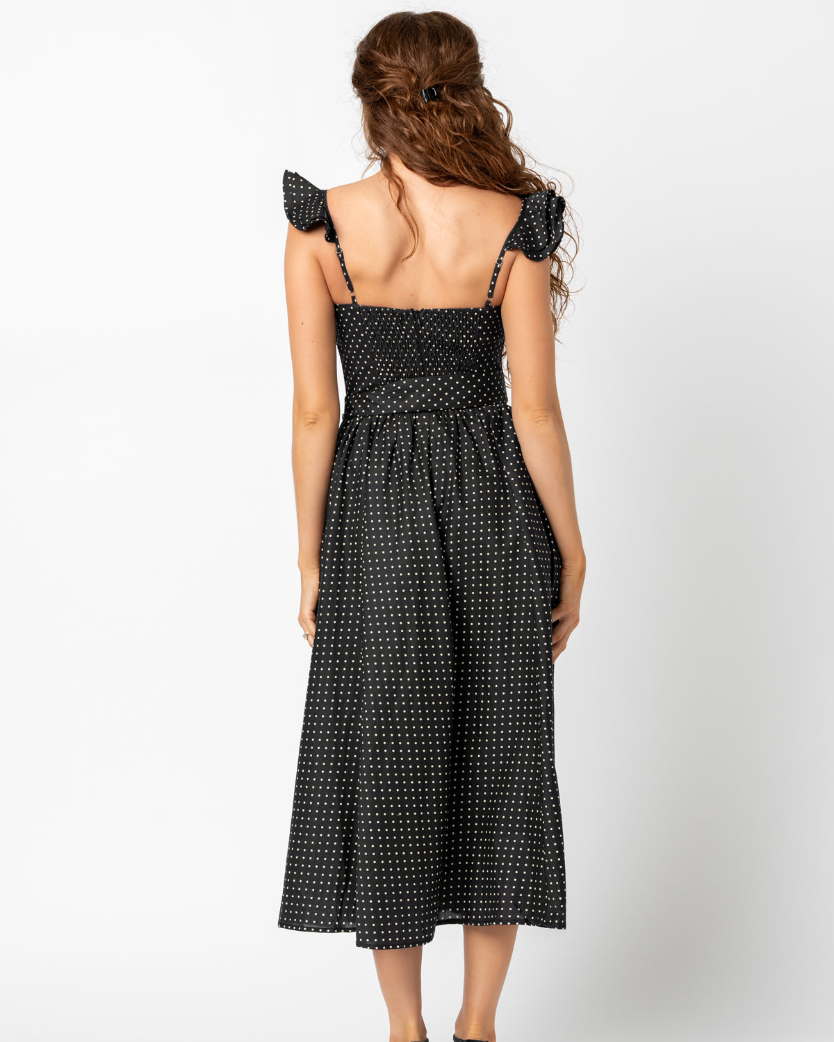 Pin Dot Corset Flutter Dress