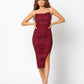 Sleeveless Crystal Ruched Midi Dress