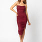 Sleeveless Crystal Ruched Midi Dress