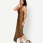 Cheetah Asymmetrical Pleated Maxi Dress