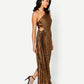 Cheetah Asymmetrical Pleated Maxi Dress