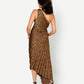 Cheetah Asymmetrical Pleated Maxi Dress