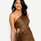 Cheetah Asymmetrical Pleated Maxi Dress