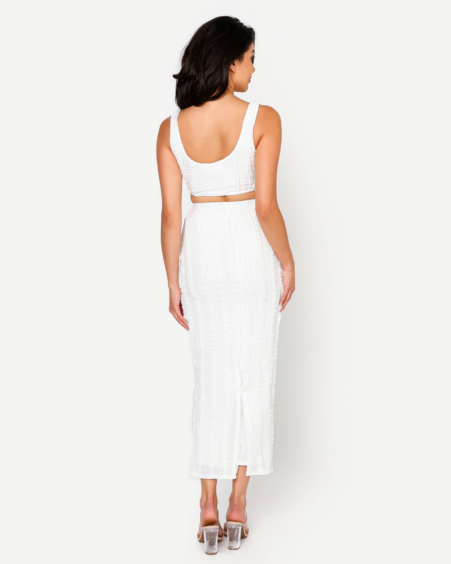 Crop Top Side Ruched Long Pencil Skirt Set