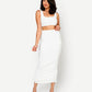 Crop Top Side Ruched Long Pencil Skirt Set