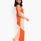 Stretchy Colorblock Cuello Redondo Vestido Maxi