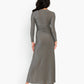 Metallic Side Keyhole Bodycon Maxi Vestido