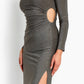 Metallic Side Keyhole Bodycon Maxi Dress