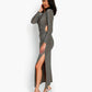 Metallic Side Keyhole Bodycon Maxi Dress