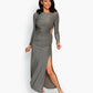 Metallic Side Keyhole Bodycon Maxi Dress