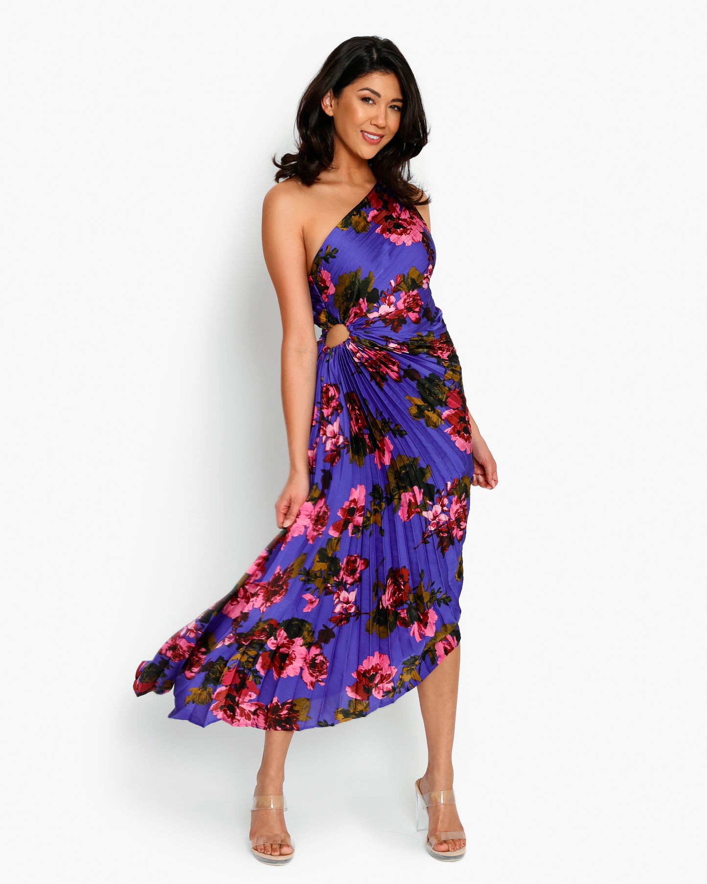 Midnight Floral Asymmetrical Dress