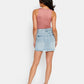 High Low Acid Wash Denim Skirt