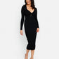 Deep V Knit Midi Dress