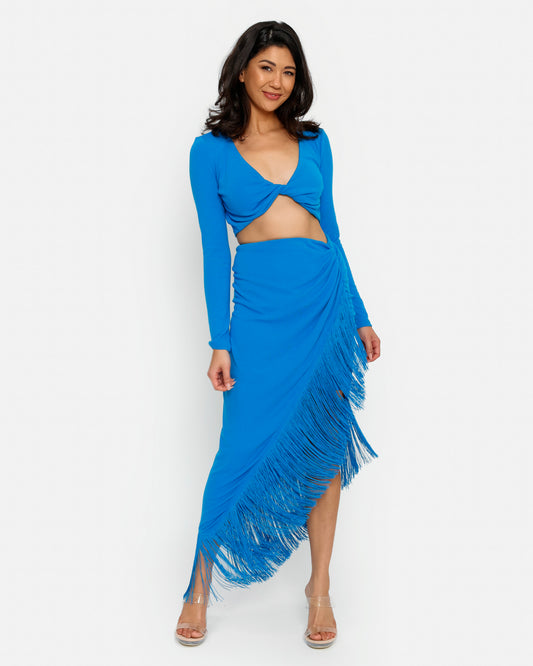 Fringe Wrap Maxi Skirt & Top Set