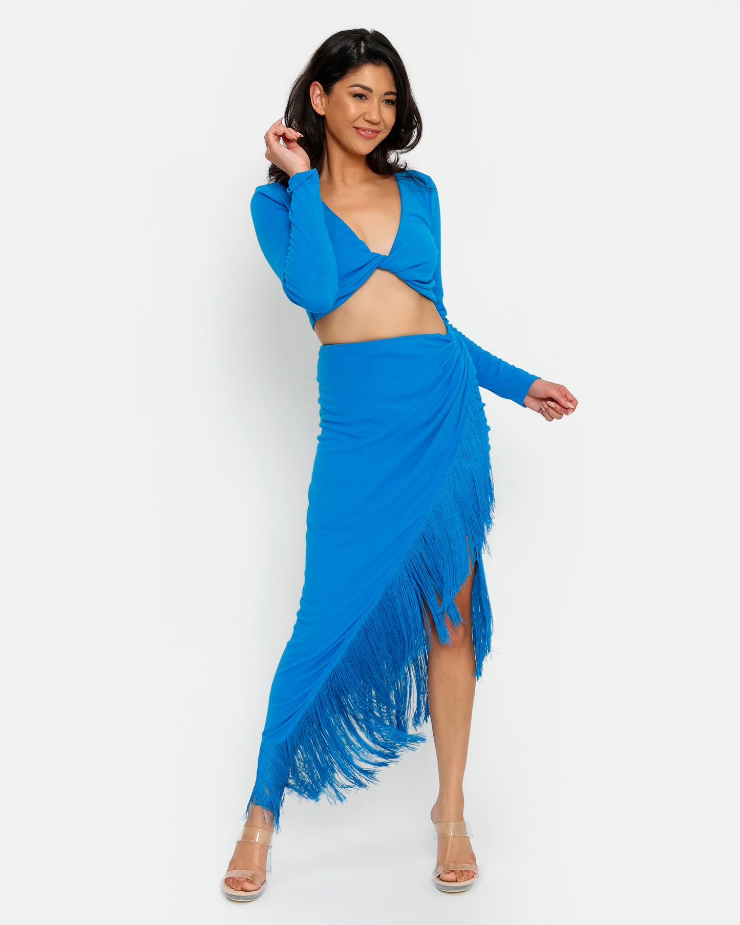 Fringe Wrap Maxi Skirt & Top Set